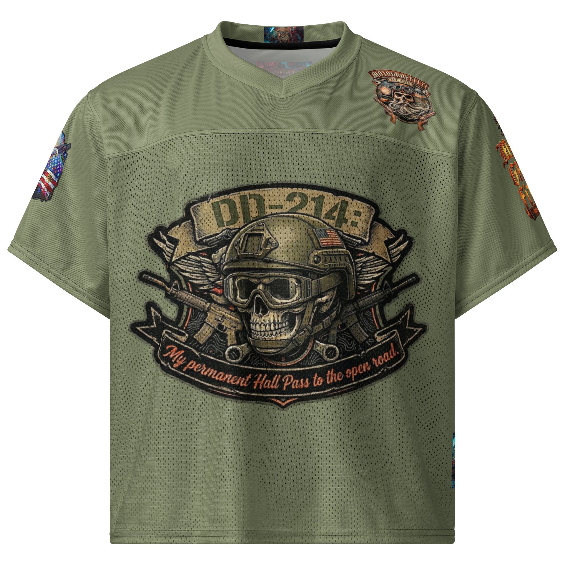 MötoGraffitti DD214 OD Green Football Jersey product image (1)