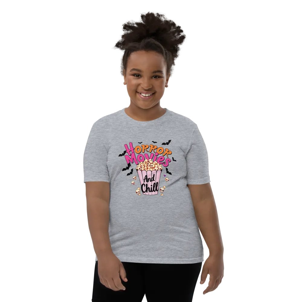 Horror Movies and Chill Popcorn Youth T-shirt product image (10)