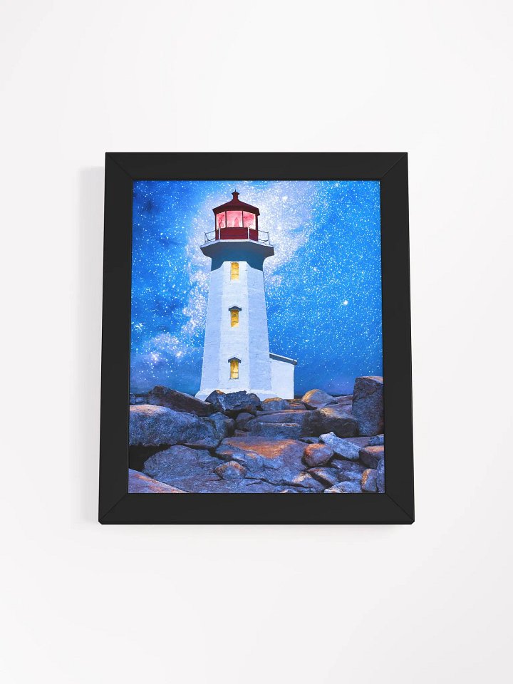 Peggy's Cove Lighthouse By Night - Nova Scotia Studio Framed Print product image (1)