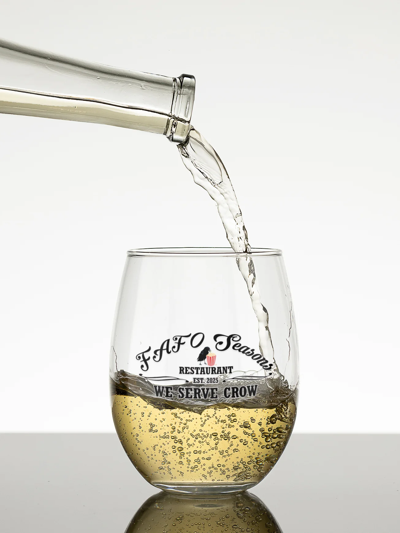 FAFO Seasons Restaurant Logo Wine Glass - Funny Anti-MAGA Political Barware product image (1)