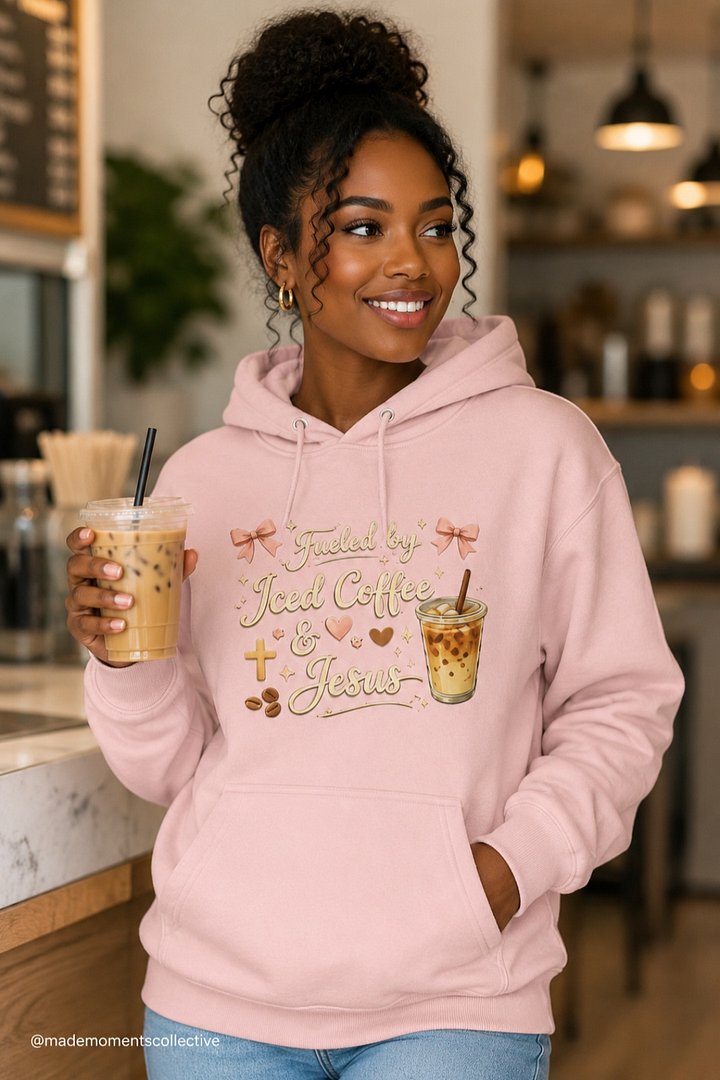 Fueled by Iced Coffee & Jesus™ Pink Hoodie product image (1)