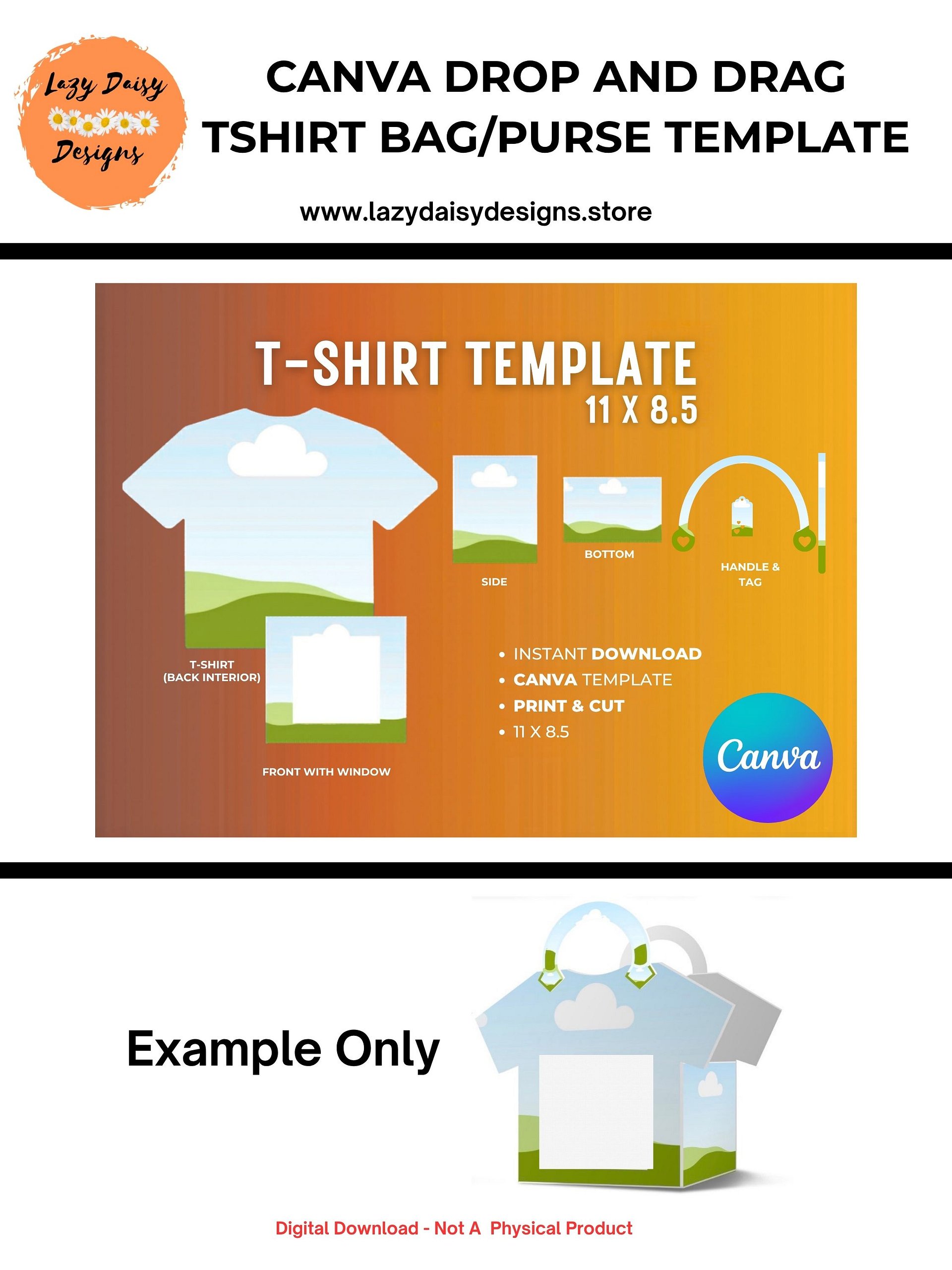 T Shirt Gift Bag/Purse Editable Template product image (1)