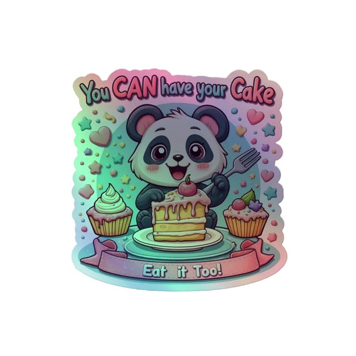 Panda Cake Party Holographic Sticker Sheet product image (2)