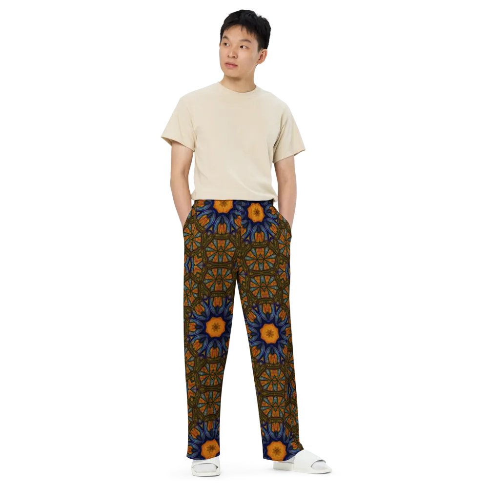 Orange and Blue Sketchy Kaleidoscope Wideleg Pants product image (3)