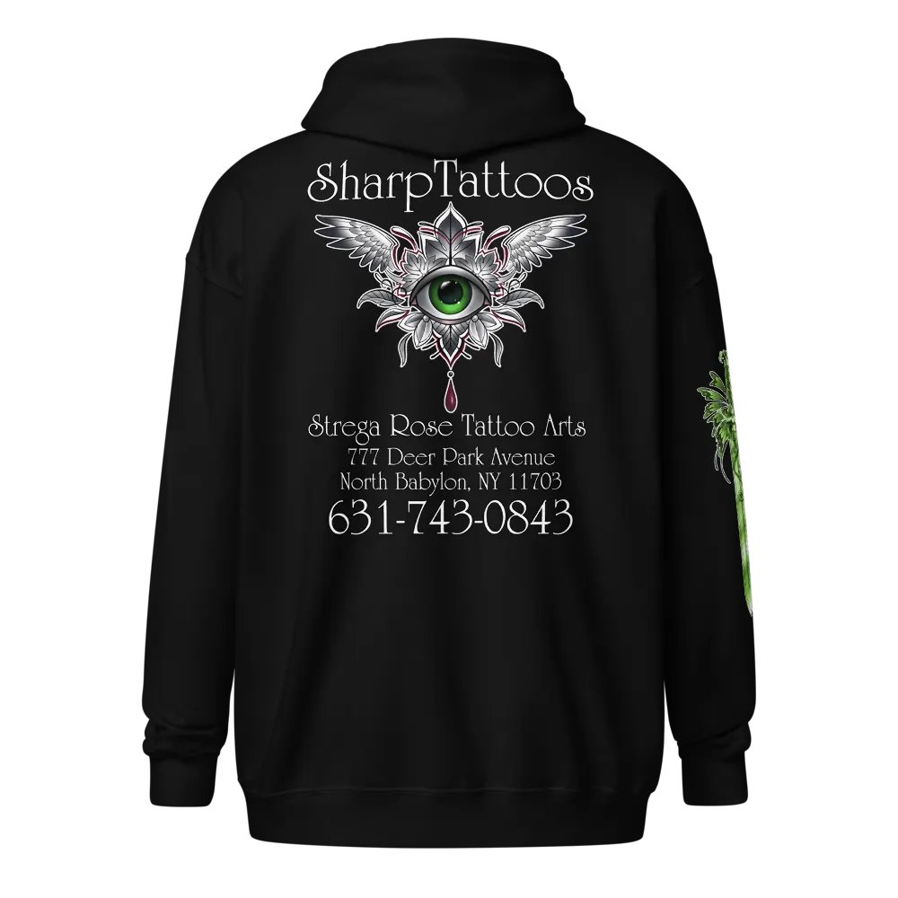 SharpTattoos @ StregaRose (Green) Zip Hoodie product image (6)