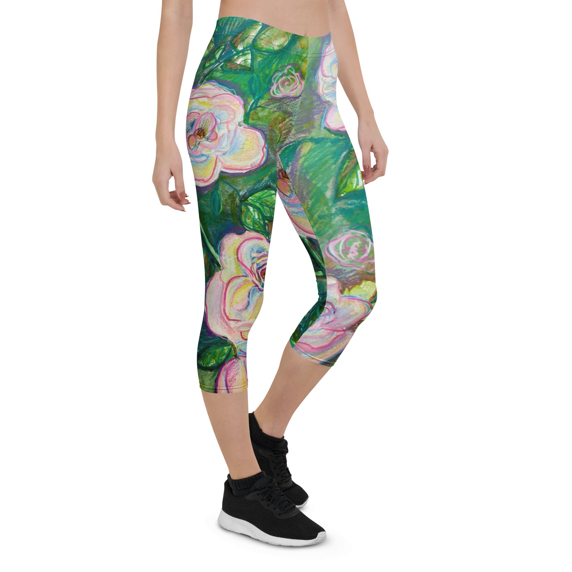 Pastel roses All-Over Capri Leggings product image (7)