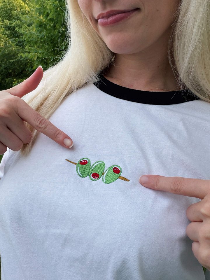 OlivesCrossing Embroidered Ringer Tee product image (2)