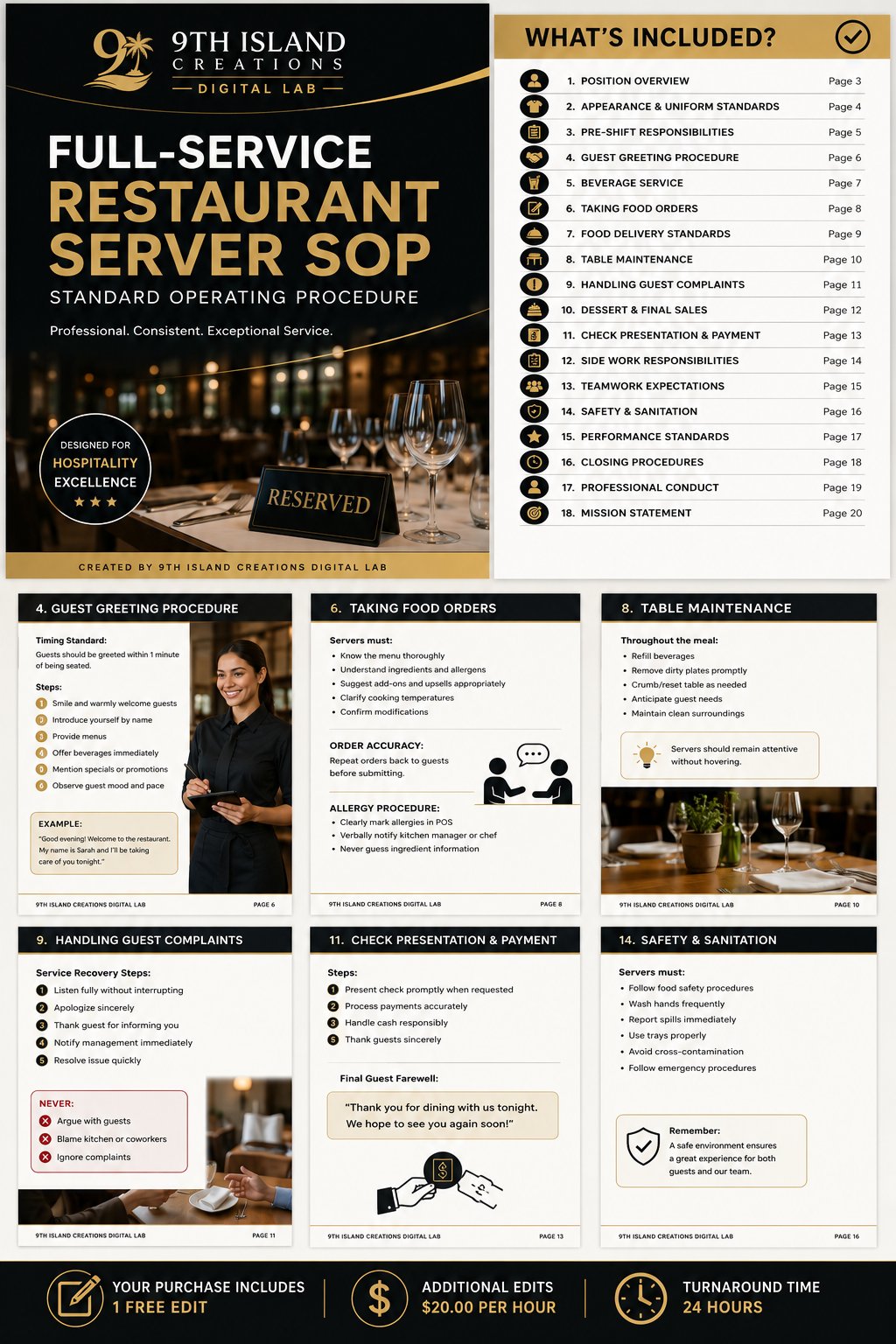 Full Service Restaurant Server SOP product image (2)
