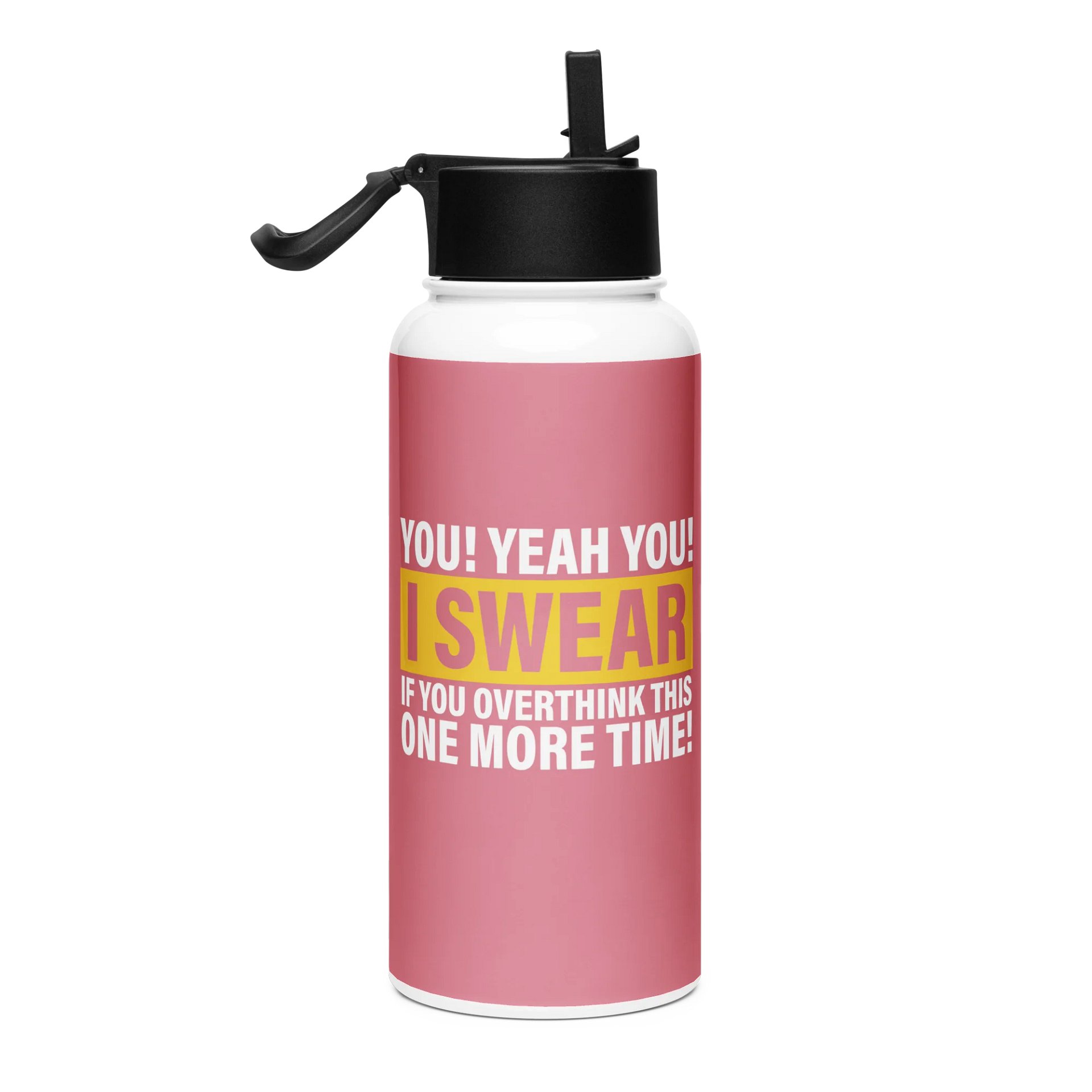 "Overthink" Stainless Steel Water Bottle (Pink) product image (2)
