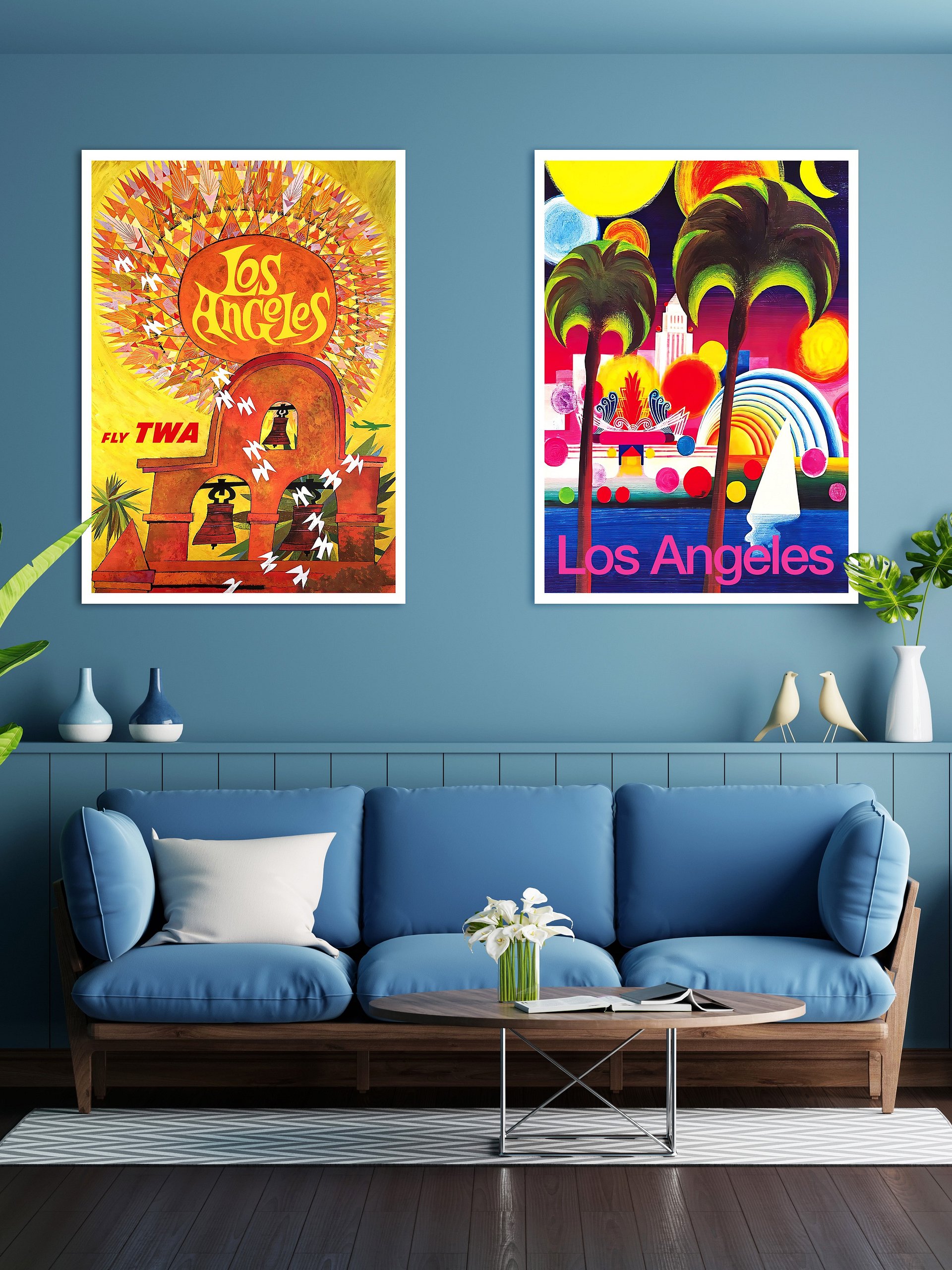 Los Angeles, USA, TWA 1950s — retro vintage travel poster, retro travel art, retro travel wall art product image (2)
