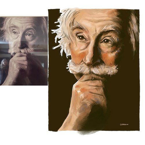 Doing a little sketching this afternoon, from an old photo of Kyffin Williams that’s up on the wall in the cottage I’m stayin...