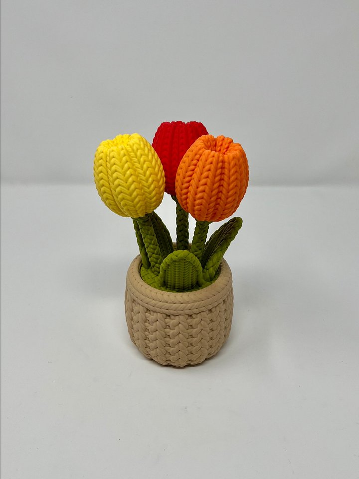 Knitted Tulip Bouquet with Storage (Bolds) (3D Printed) product image (1)