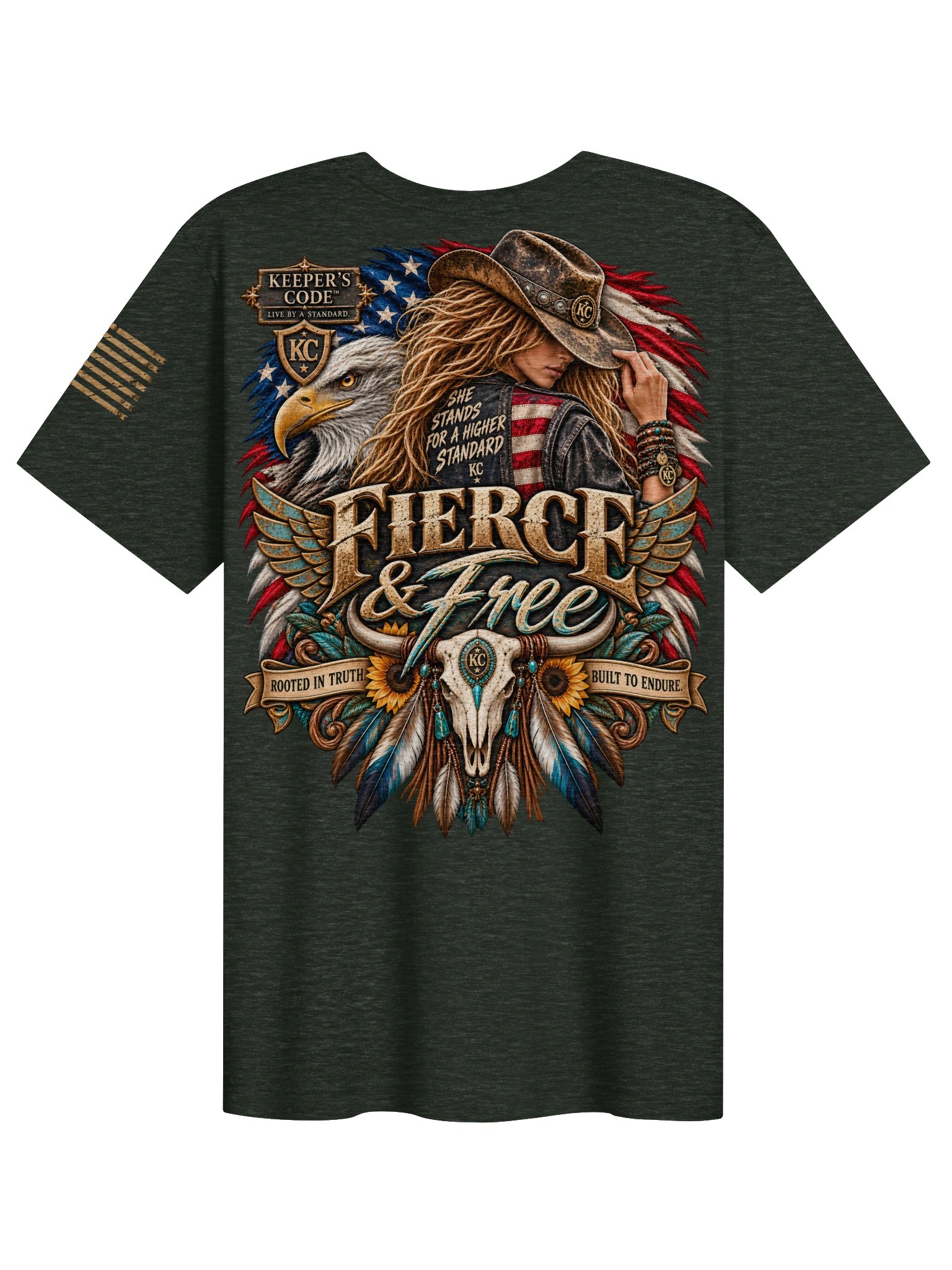 Keeper’s Code™ Women’s Fierce & Free Western Eagle Graphic T-Shirt product image (18)