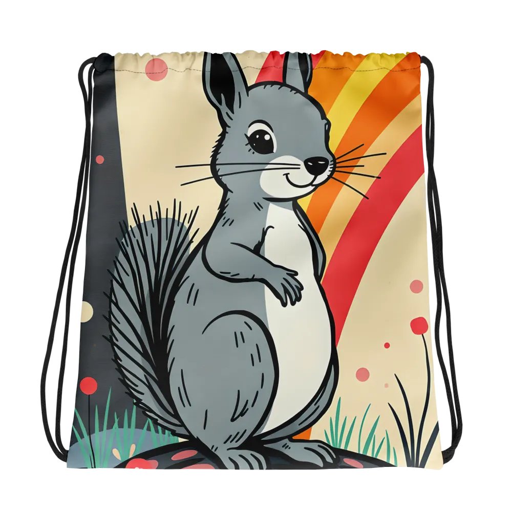 Whimsical Rainbow Squirrel Drawstring Bag product image (1)