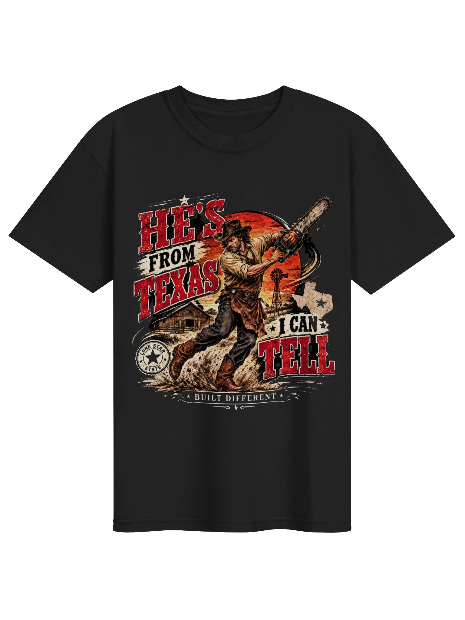 He’s From Texas I Can Tell – Built Different Western Cowboy Design product image (1)