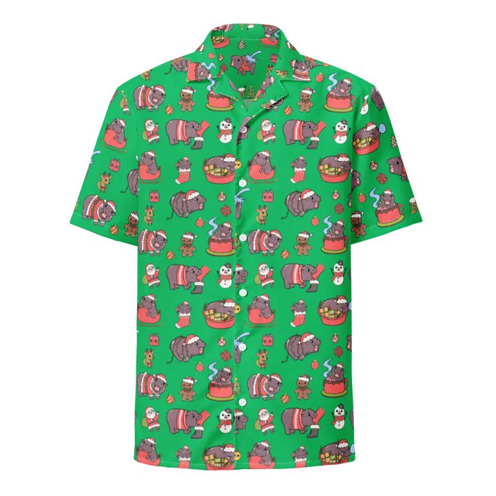 MOODENG'S GREEN CHRISTMAS HAWAIIAN SHIRT! product image (1)