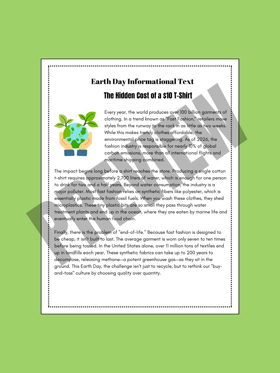 Earth Day Activities Sub Plan Independent Work Middle School 6th 7th 8th Grade product image (4)