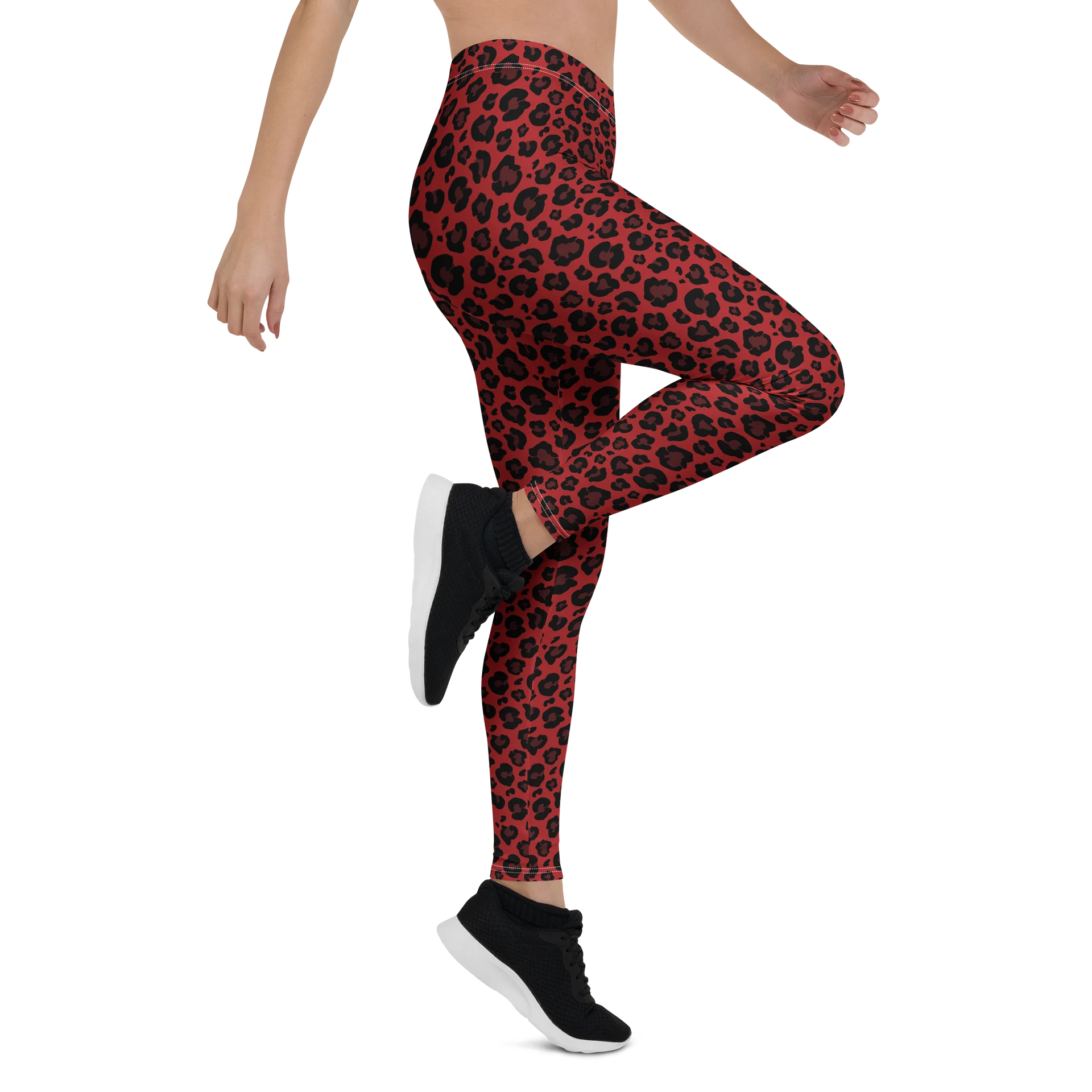 Bold Red Leopard Print Leggings for Active Wear product image (6)