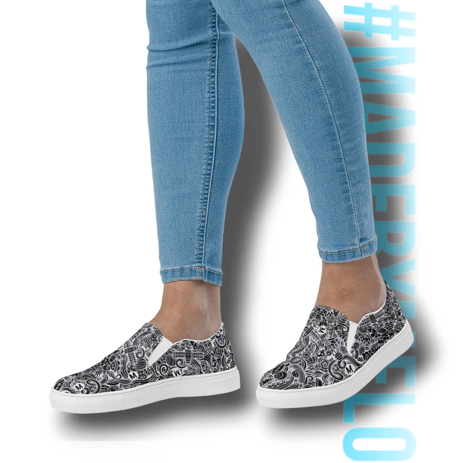 Dark Space Scribble - Women's Slip-ons | #MadeByMELO product image (11)