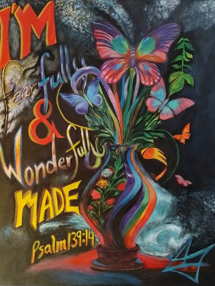 Fearfully and Wonderfully Made 15.5in x 18.5in Acrylic Painting by Arthur Taylor product image (1)