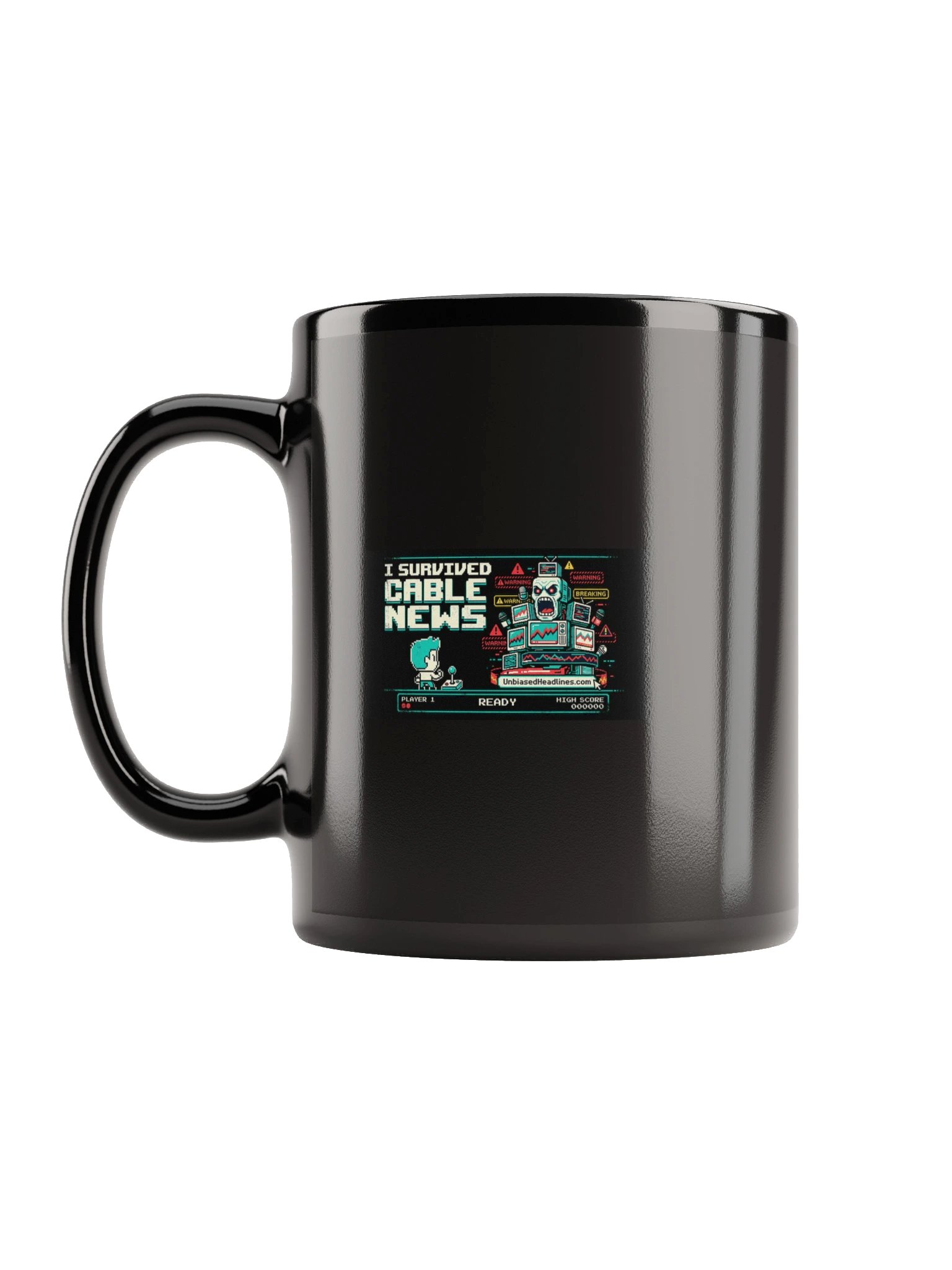 I Survived Cable News (Arcade) Black Mug product image (7)