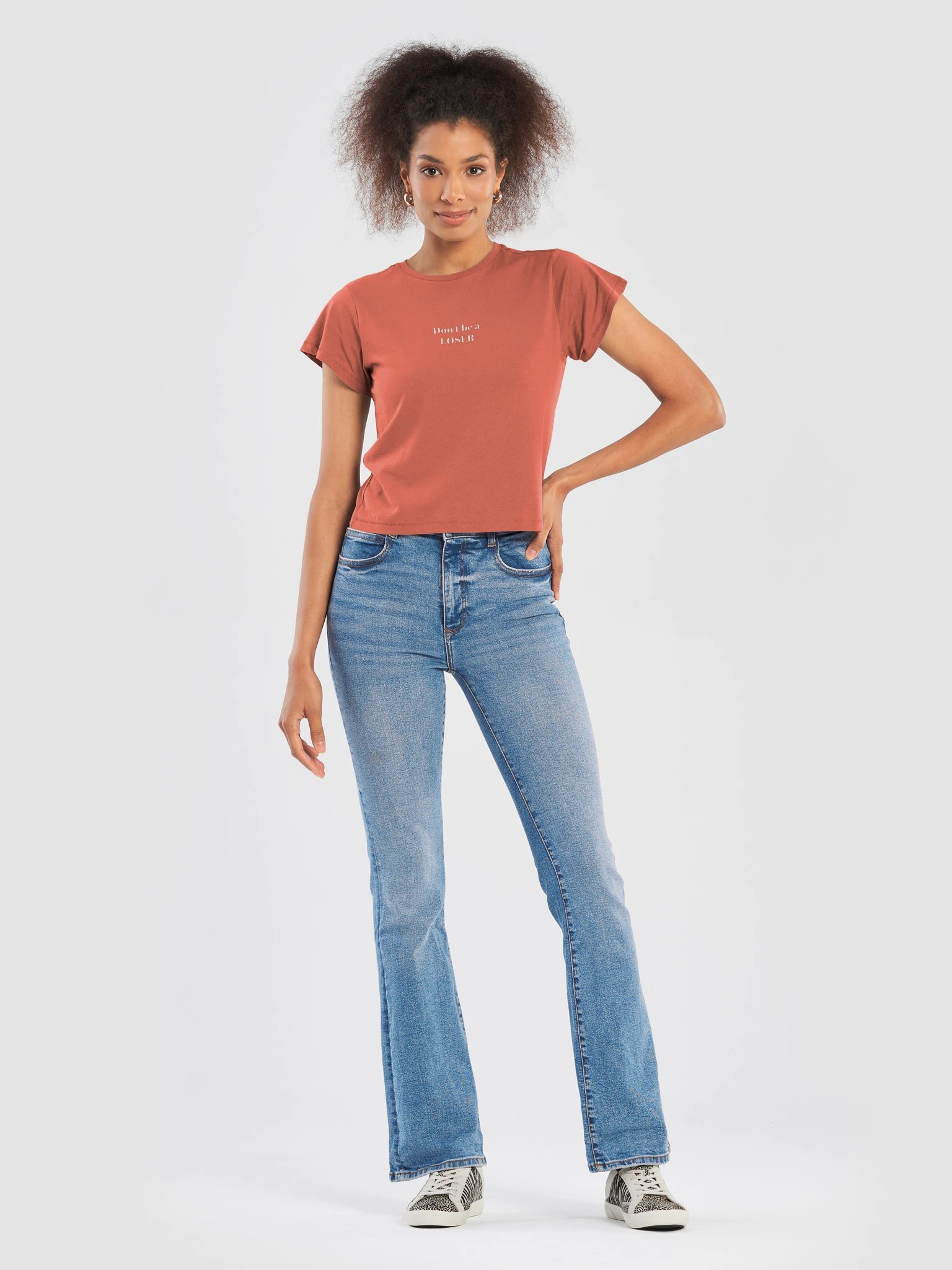 Don't be a LOSER washed Red womens high waisted T shirt product image (7)