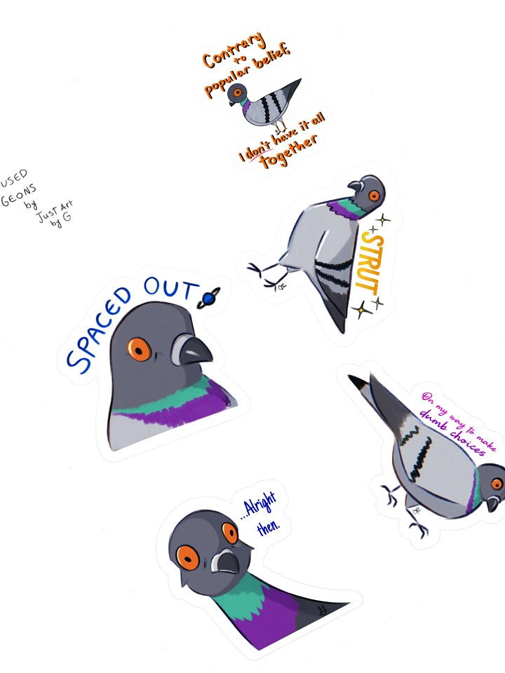 Tired and Confused Pigeons Sticker Sheet product image (1)