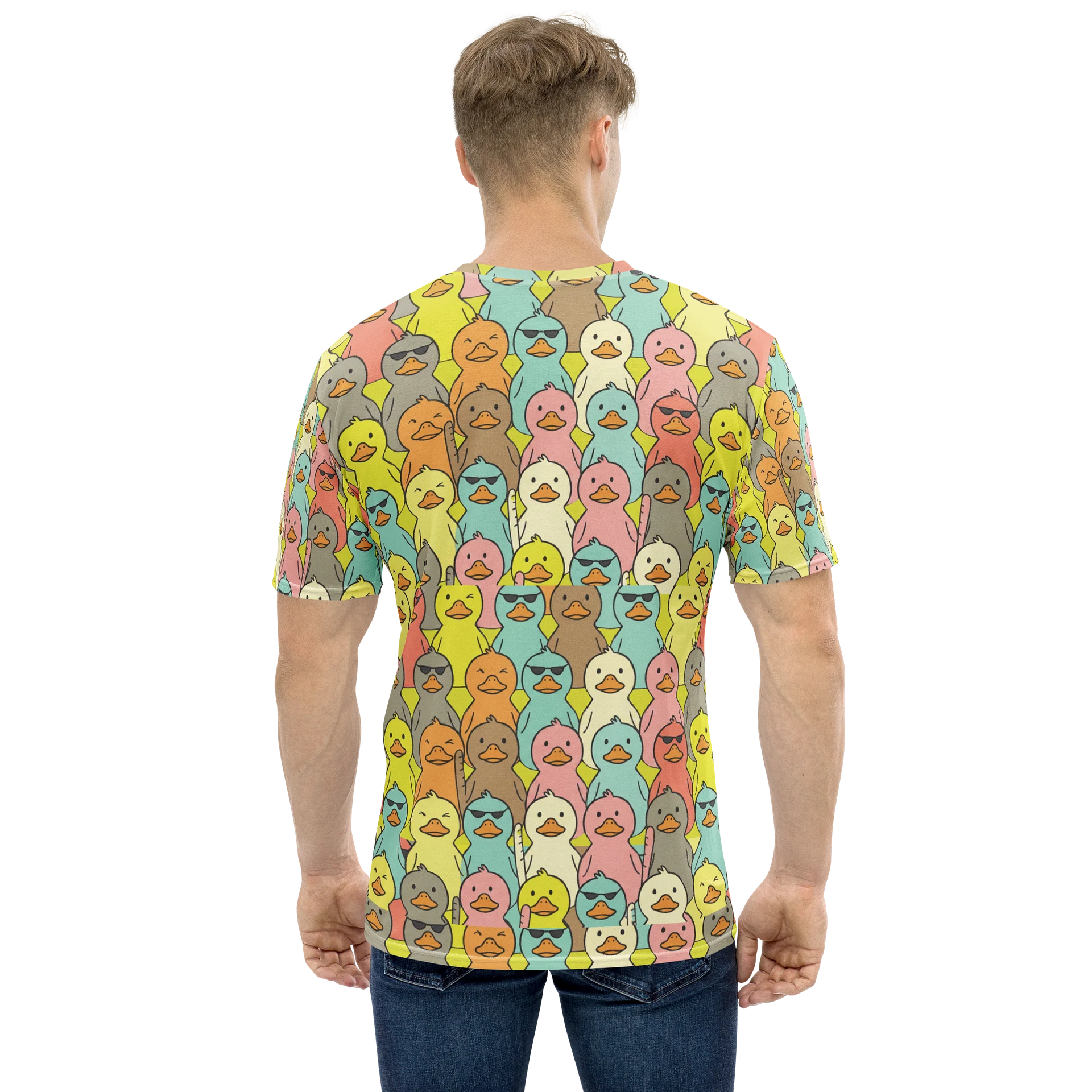 Fun Duck Pattern Graphic T-Shirt for Men | Vibrant All-Over product image (1)
