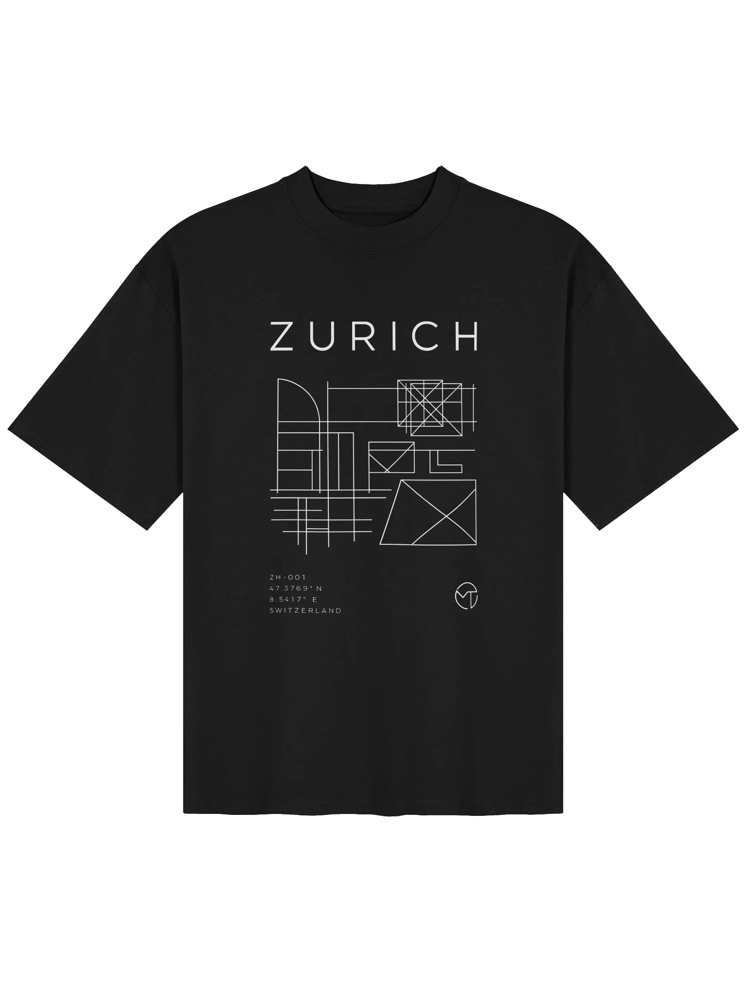 Zurich Blueprint Oversized T-Shirt product image (1)