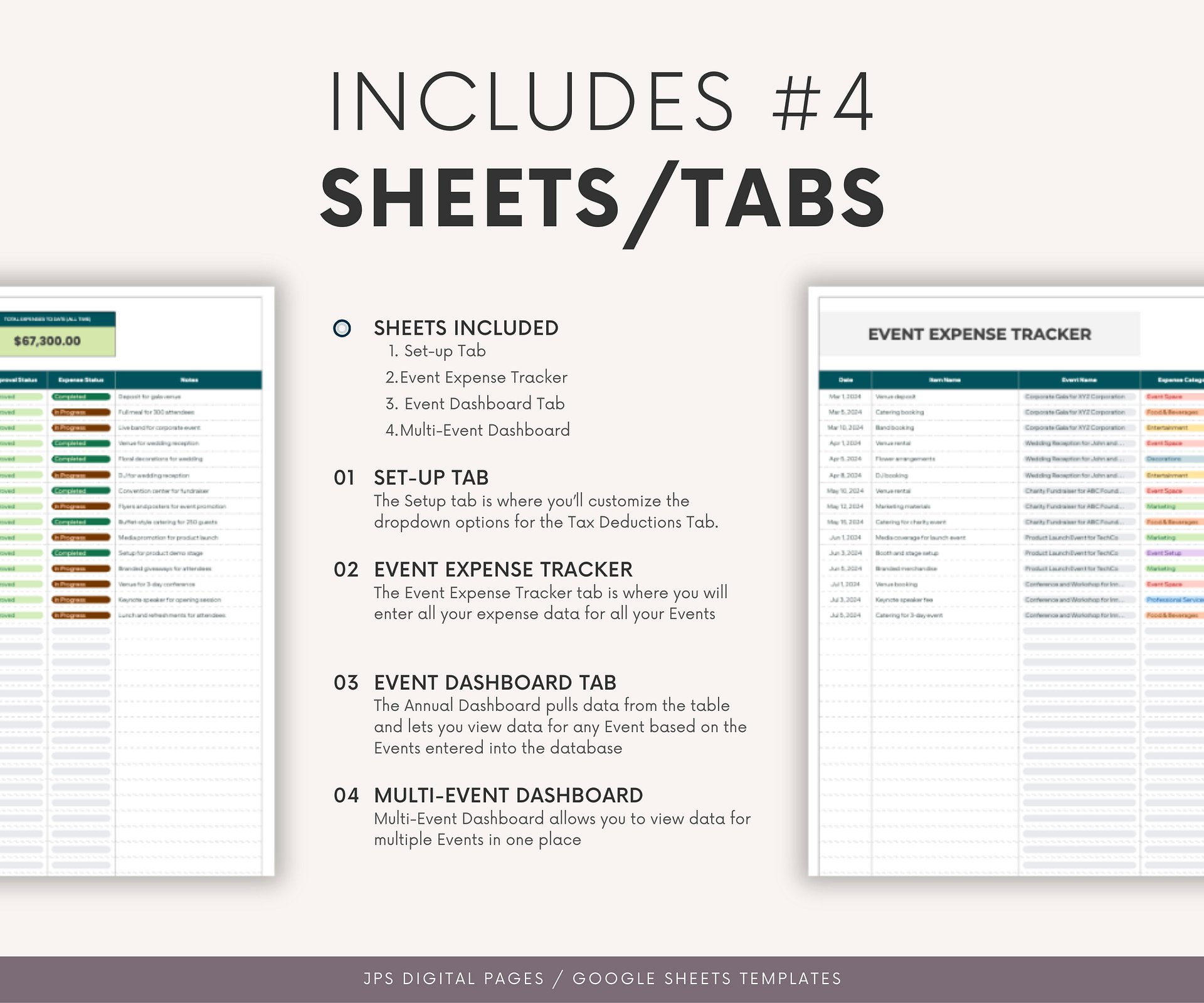 Event Planner Expense Tracker & Dashboard Spreadsheet, Google Sheets Template product image (2)