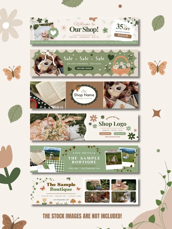 Cottagecore Banner Templates Canva (MRR/PLR) product image (2)