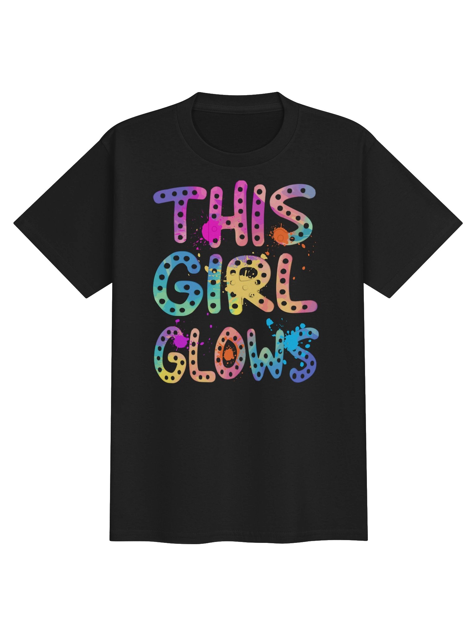 This Girl Glows Kids Shirt, Colorful Rainbow Graphic Tee for Girls, Cute Gift for Kids product image (1)