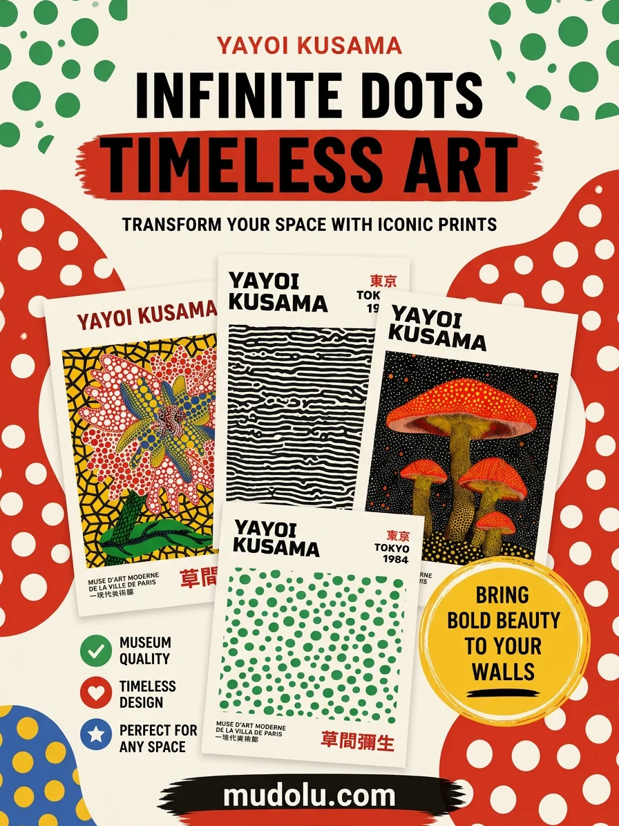 Yayoi Kusama Inspired Printable Wall Art Bundle, Japanese Abstract Poster Set, Polka Dot Gallery Wall product image (6)
