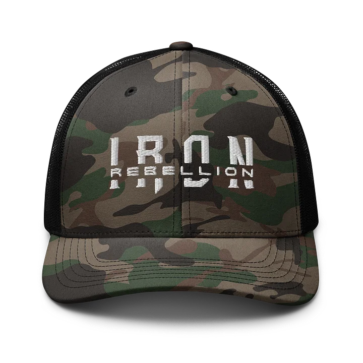 Iron Rebellion Camo Trucker Hat product image (1)