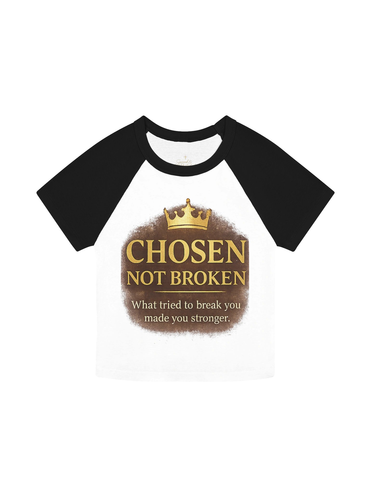 Golden Sacred & Protected Raglan Baby Tee product image (5)