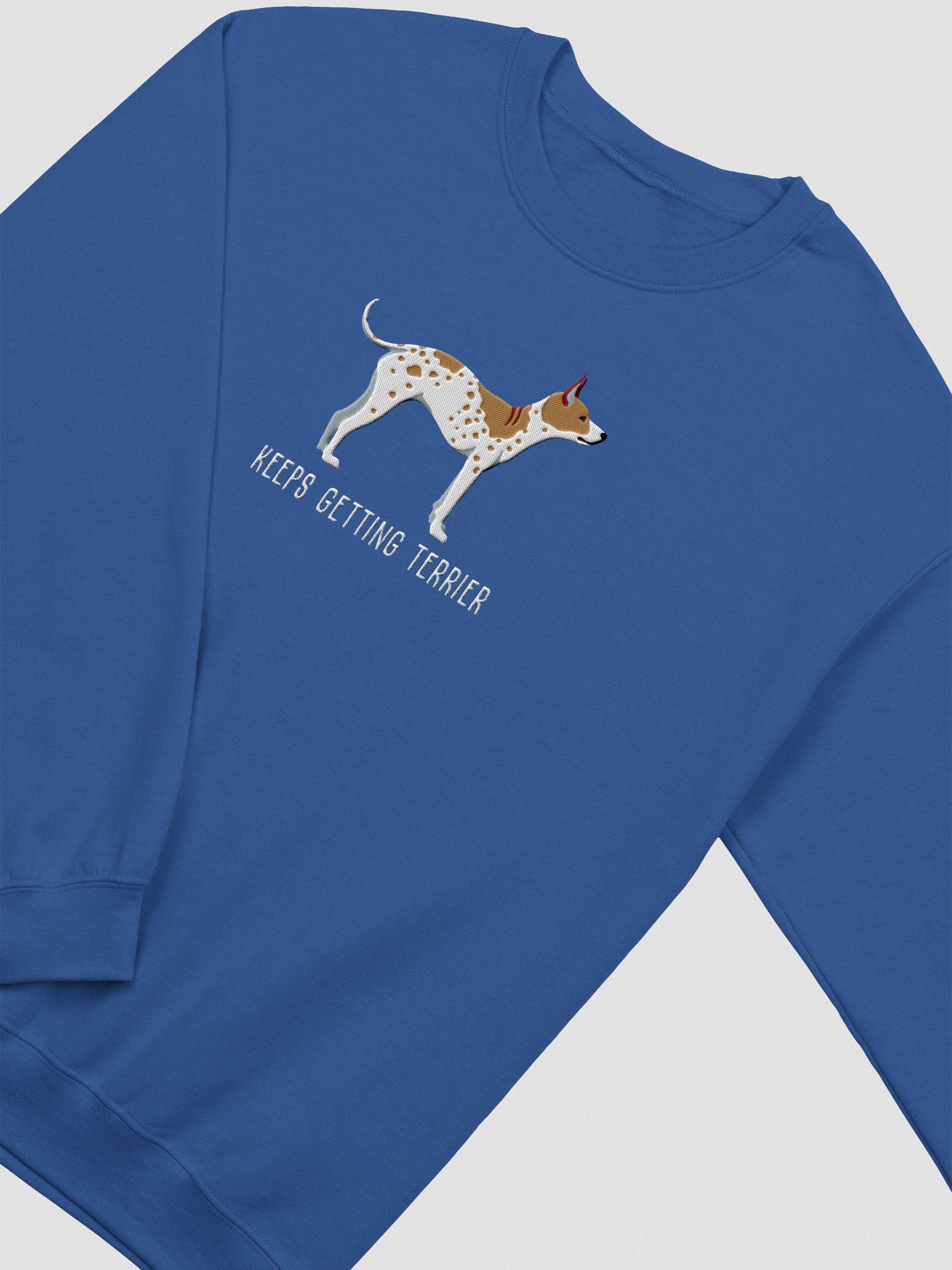 Keeps Getting Terrier Sweatshirt (Embroidered) of an American Hairless Terrier(Brown & White) product image (6)