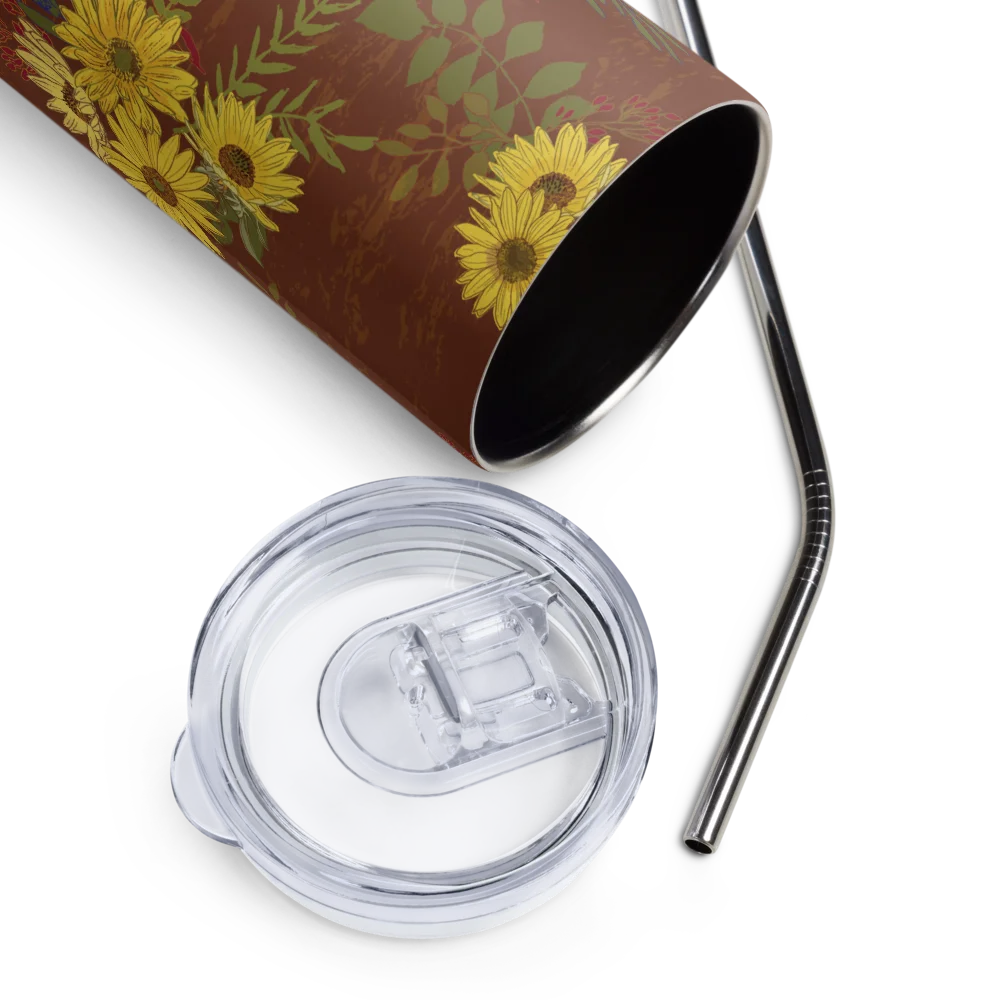 Helianthus Sunfllower 20-ounce Stainless Steel Tumbler with Straw - Red product image (4)