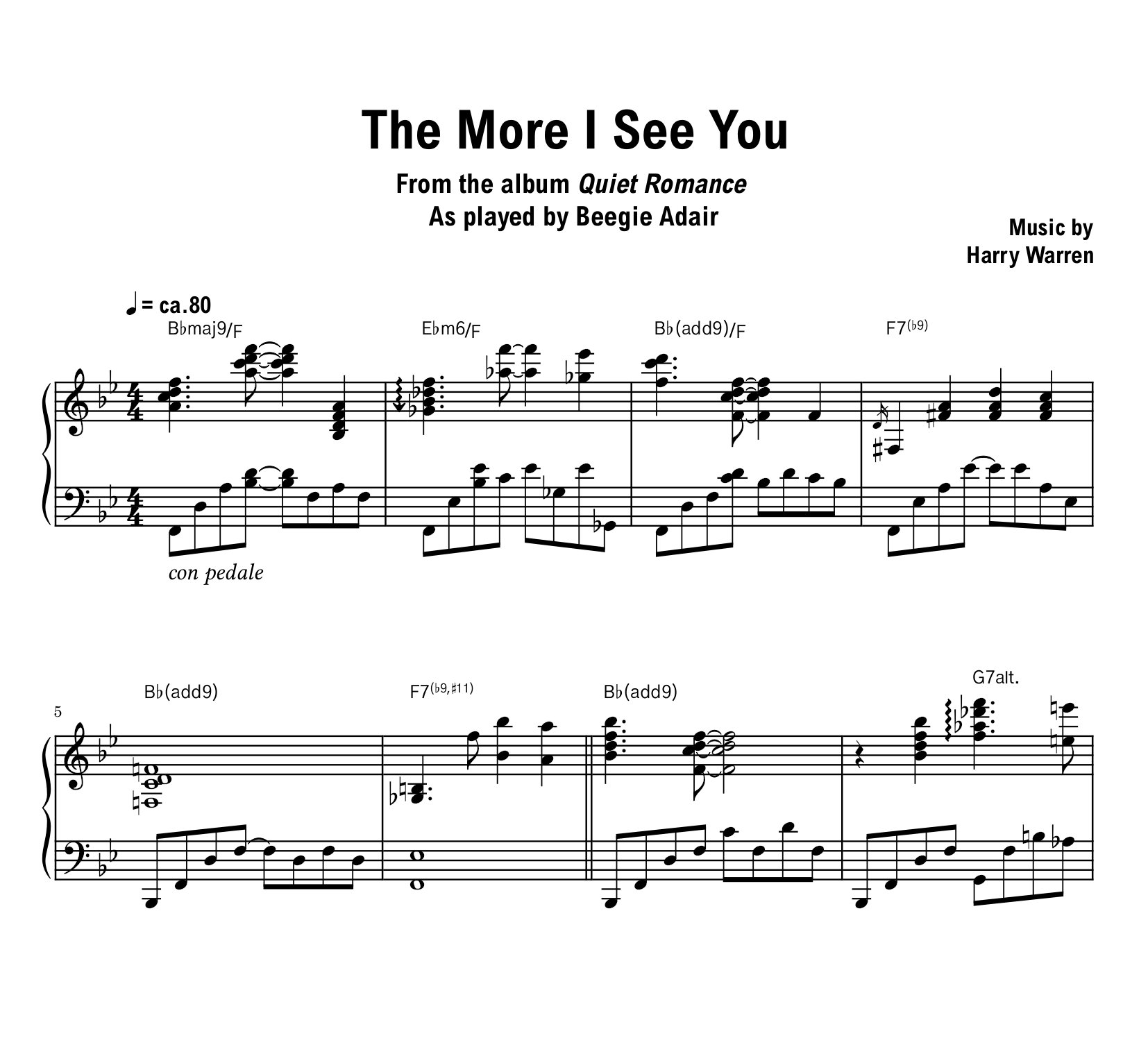Beegie Adair - The More I See You - Sheet music (PDF) product image (1)