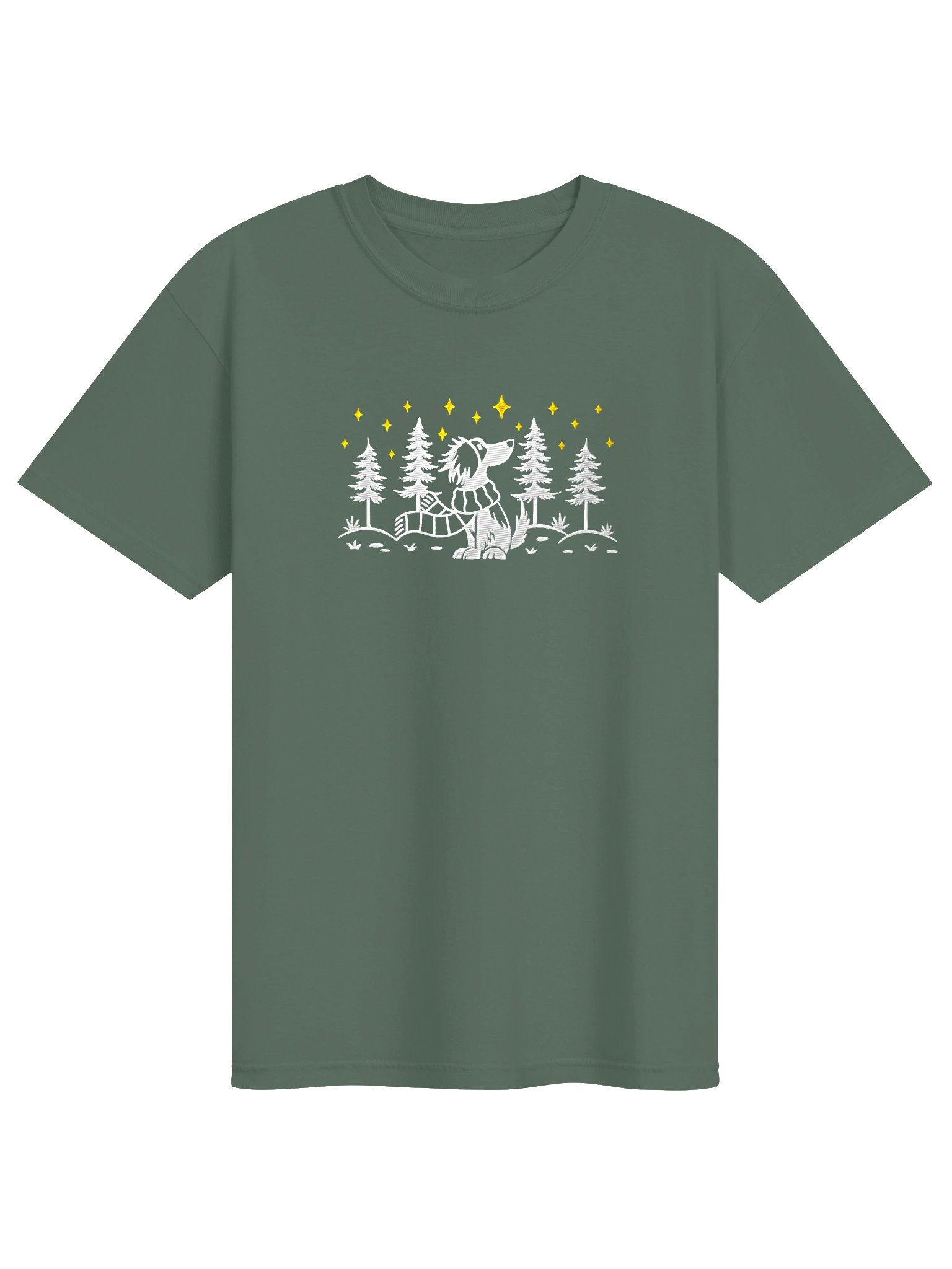 Brittany Spaniel Winter/Christmas Line Art Design Embroidered T-Shirt product image (9)