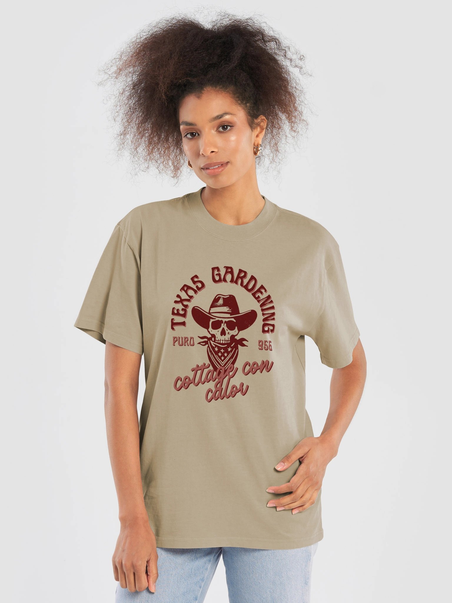 Cowboy Cottage Oversized Tee - Maroon & Terracotta product image (5)