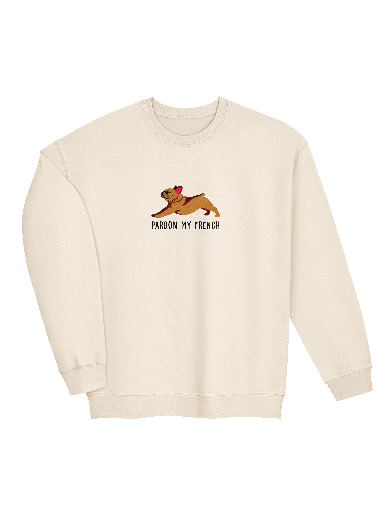 Pardon My French Sweatshirt (Embroidered) of a French Bulldog (Tan/Fawn) product image (6)