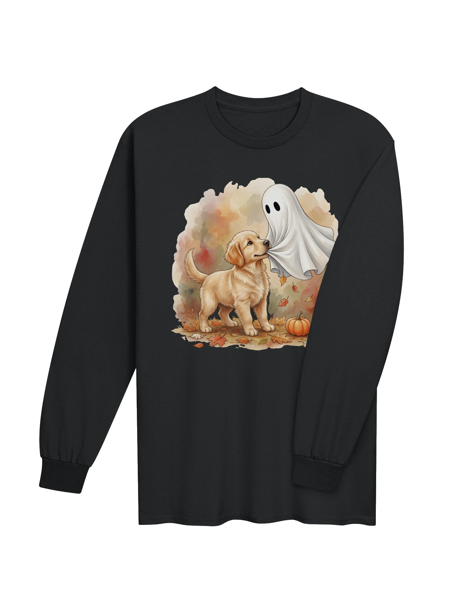 Golden Puppy & Ghost - Cozy Autumn Long Sleeve Tee product image (26)
