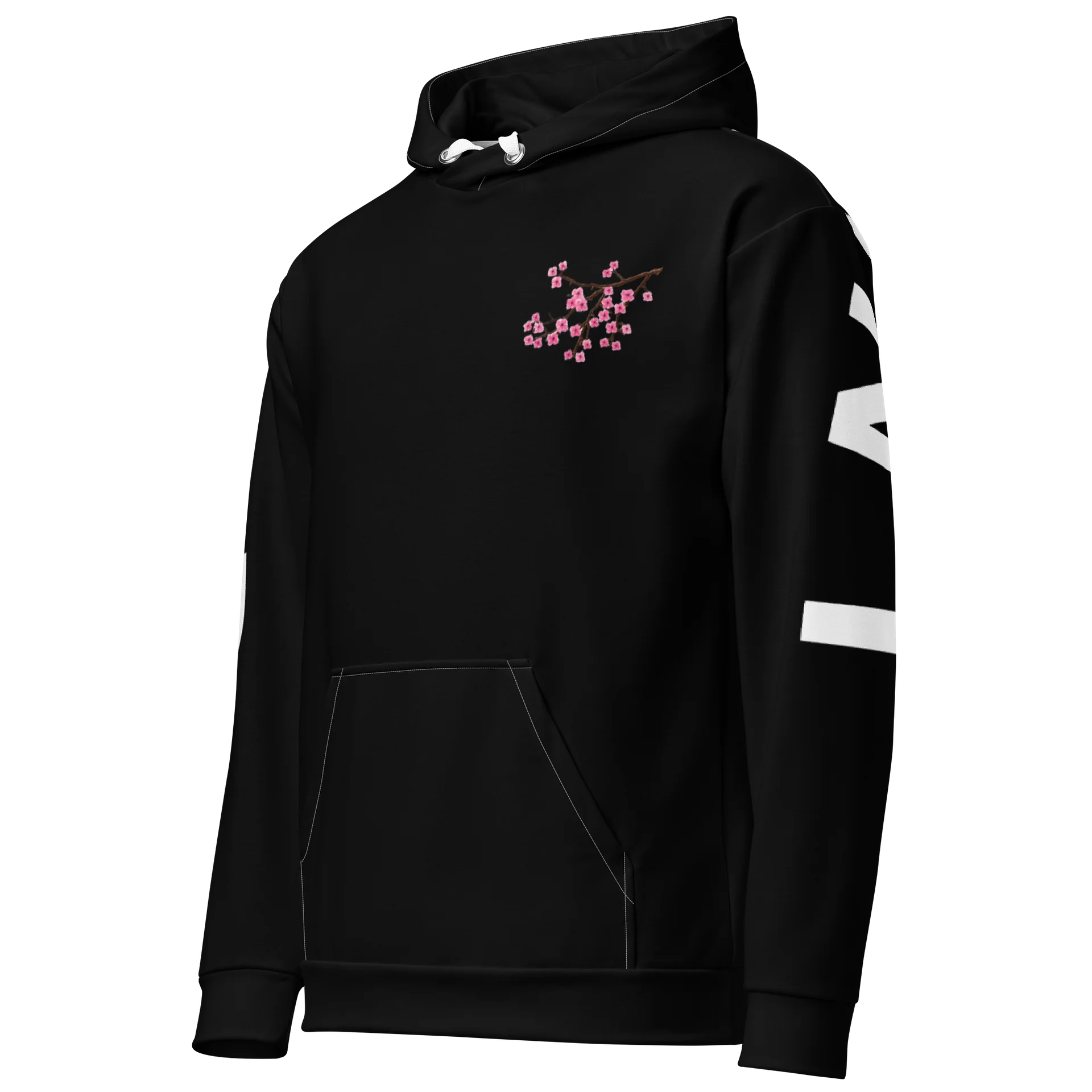 Black Inverted Ink Sleeve Sweat Shirt With Cherry Blossom product image (3)