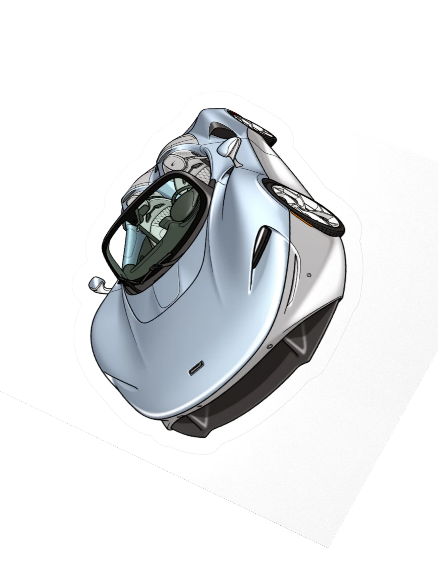 Supernova Silver and Polaris Blue McLaren Elva Sticker (Retro, Sketch, Silhouette) product image (7)