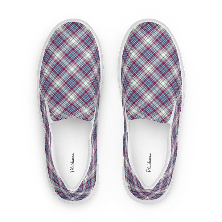 Turquoise and Magenta Plaid Women's Slip-On Shoes product image (1)