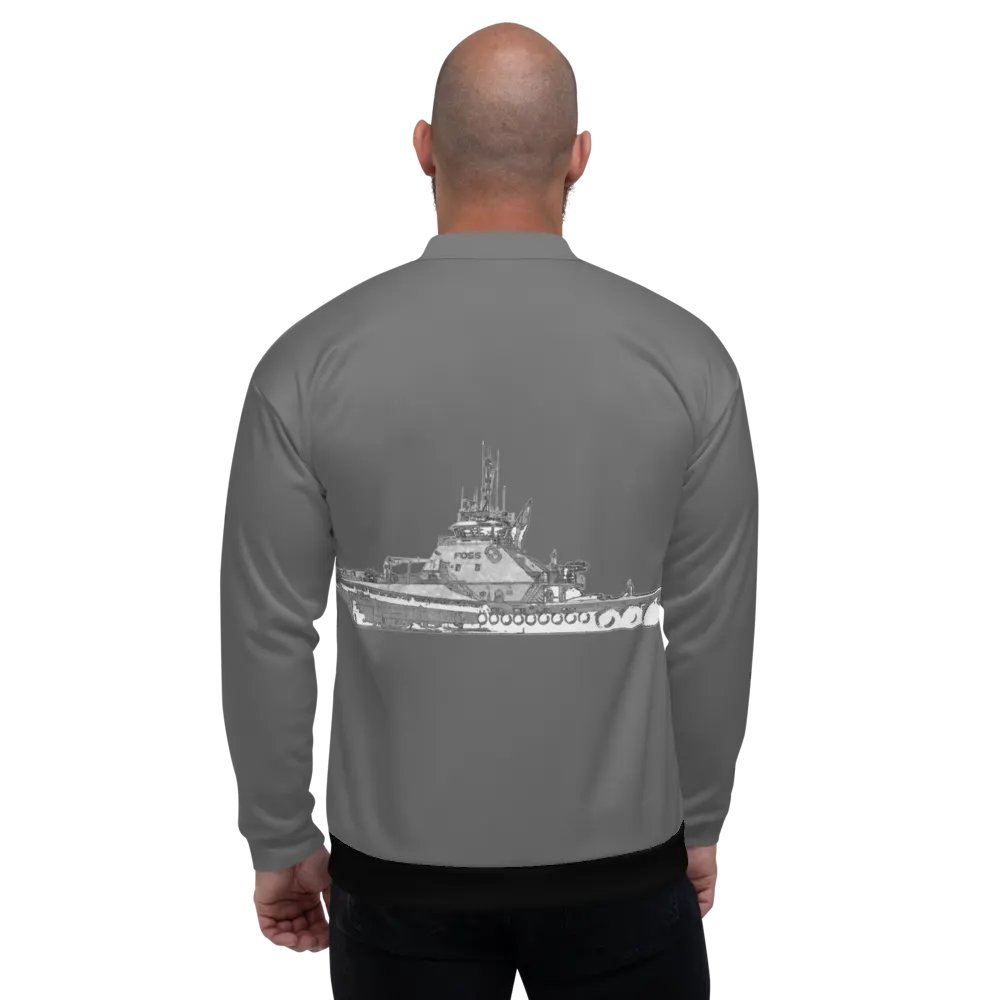 Foss Tugboat Sketch Gray Bomber Jacket product image (6)