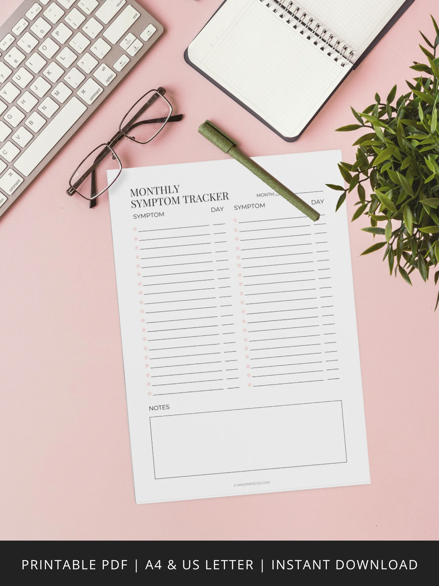 Monthly Symptom Tracker Printable Digital Download product image (1)