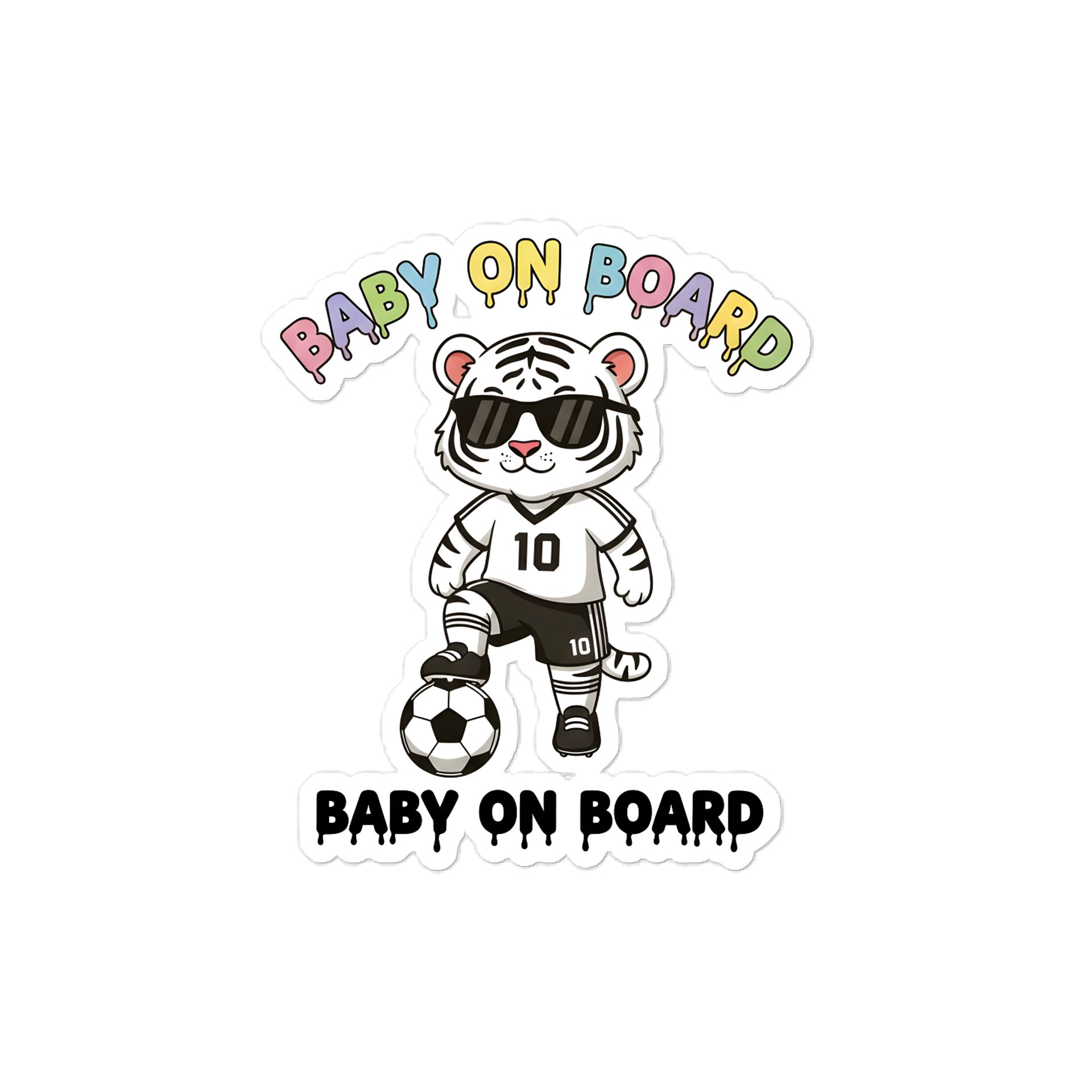 Funny Lion Soccer Baby on Board Sticker - 5x5 Weatherproof Vinyl Car Decal - Cute Lion Soccer Mom and Soccer Dad Gift product image (1)