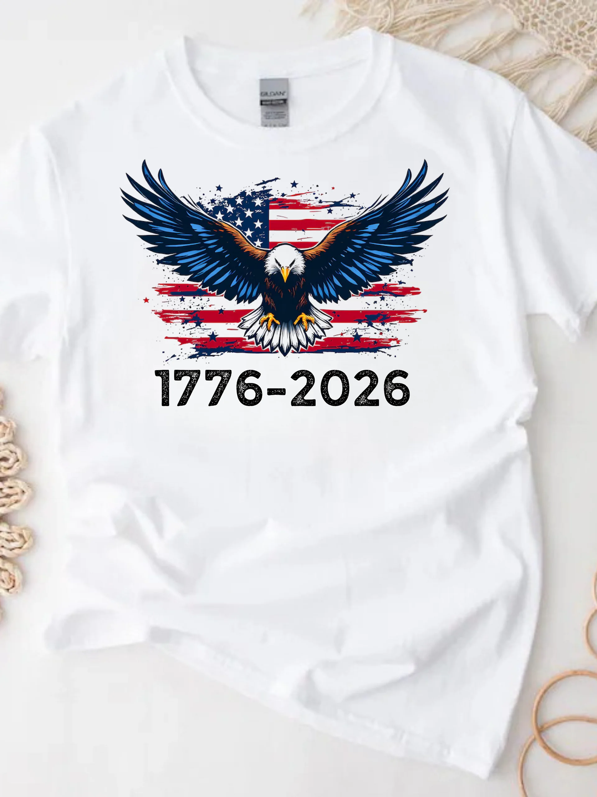 Patriotic American Eagle Flag T-shirt | 1776-2026 USA Bald Eagle Red White Blue Stars Stripes Tee product image (37)