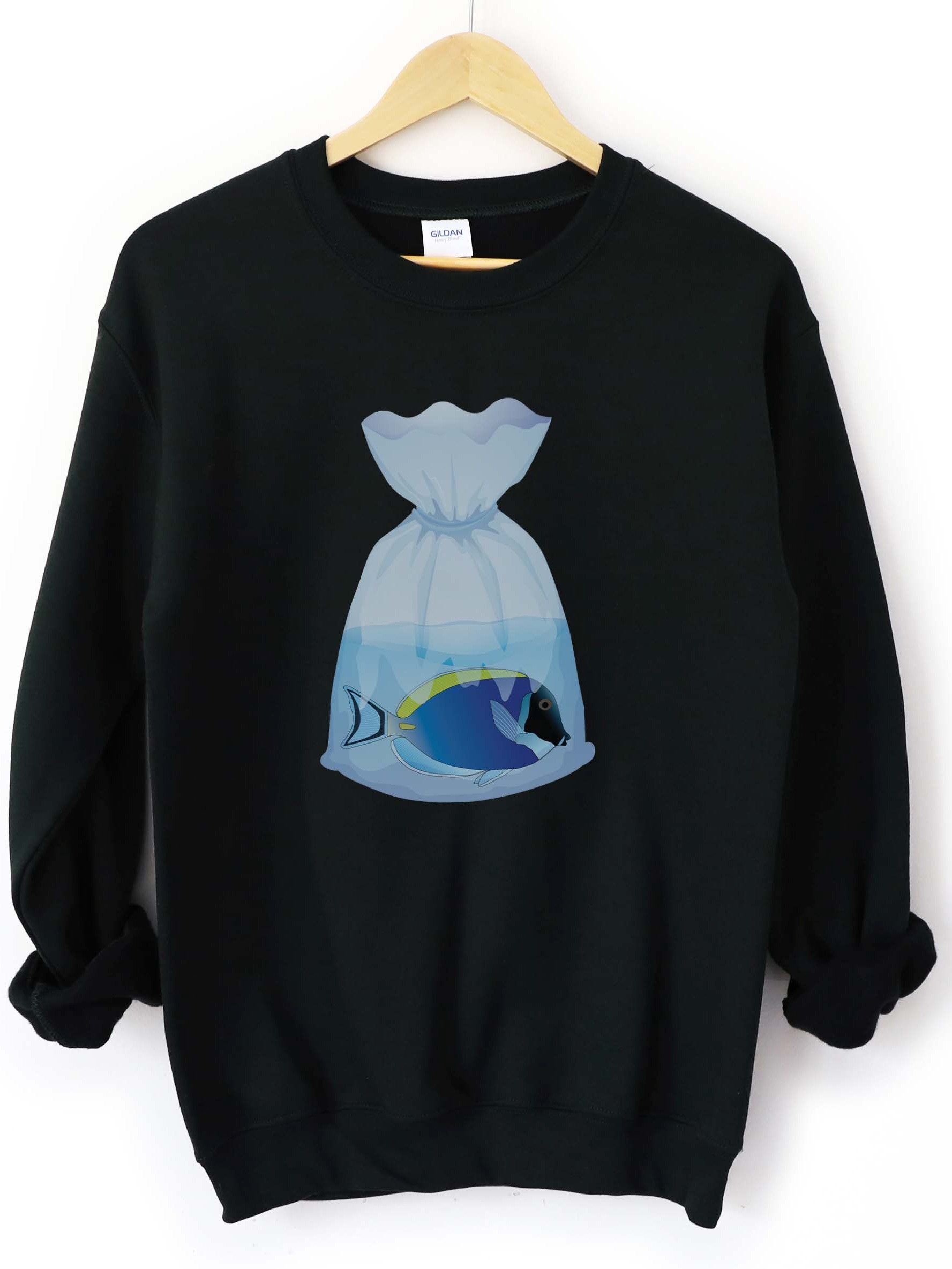 Powder Blue Tang Fish Bag Sweatshirt – Reef Tank Saltwater Aquarium Enthusiast Graphic Sweatshirt product image (1)